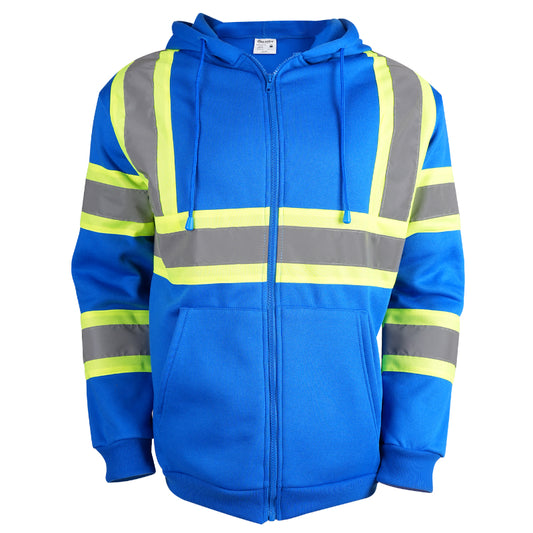 SAFWY-B2-093-1 Hi-Vis Reflective Safety Zip Hoodie