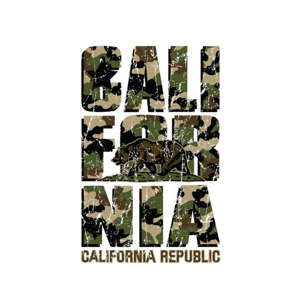 California Camouflage Bear Distressed Heat Transfer (100 pack)