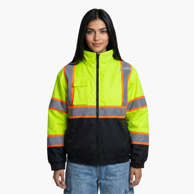 SAFMY-B28-098-1 Hi-Vis Safety Jacket with ANSI Reflective Strips