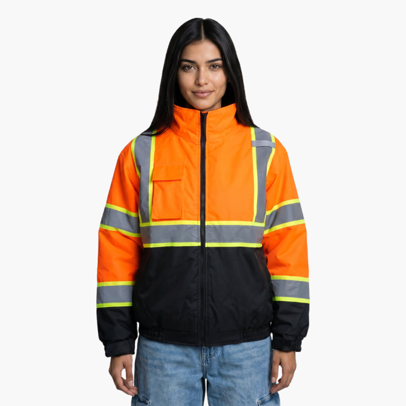 SAFMY-B28-098-1 Hi-Vis Safety Jacket with ANSI Reflective Strips
