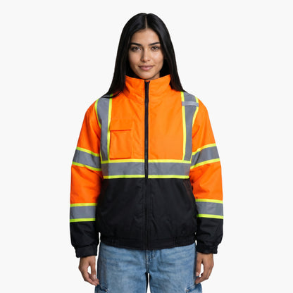 SAFMY-B28-098-1 Hi-Vis Safety Jacket with ANSI Reflective Strips
