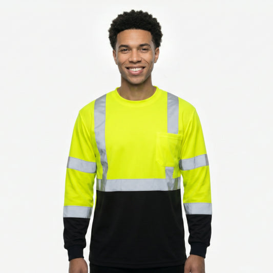 SAFTX-C68-059 High Visibility Contrast Long Sleeve Safety T-shirt