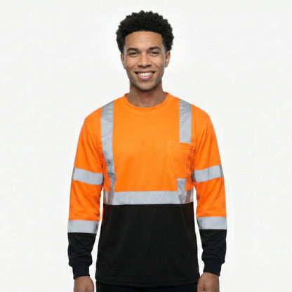 SAFTX-C68-059 High Visibility Contrast Long Sleeve Safety T-shirt