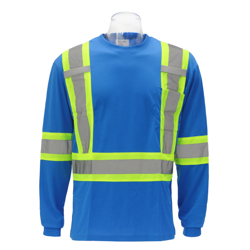 SAFTX-C8-060 High Visibility Contrast Long Sleeve Safety T-shirt