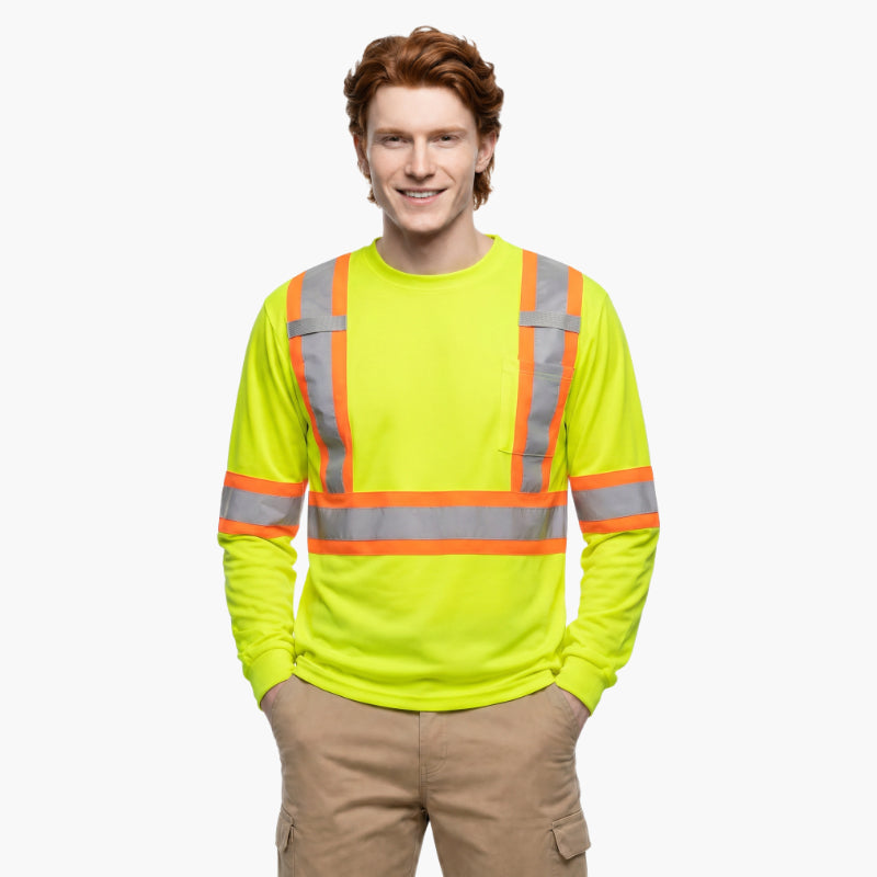 SAFTX-C8-060 High Visibility Contrast Long Sleeve Safety T-shirt