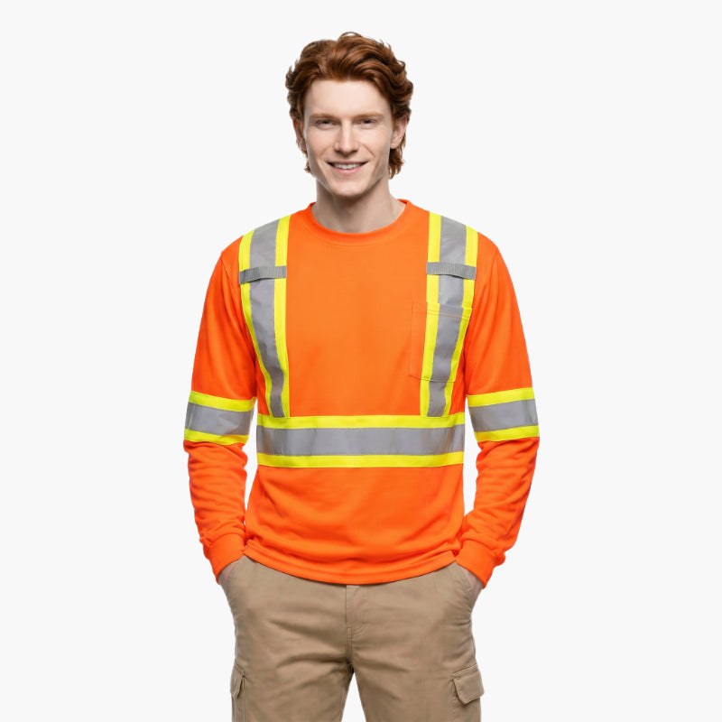 SAFTX-C8-060 High Visibility Contrast Long Sleeve Safety T-shirt