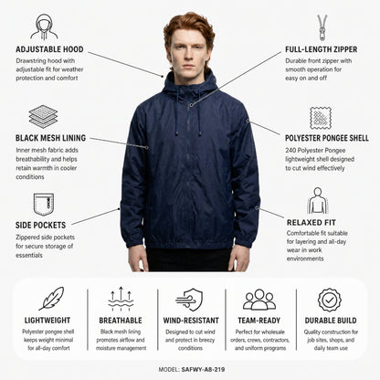 SAFWY-A8-219 Lightweight Mesh-Lined Windbreaker