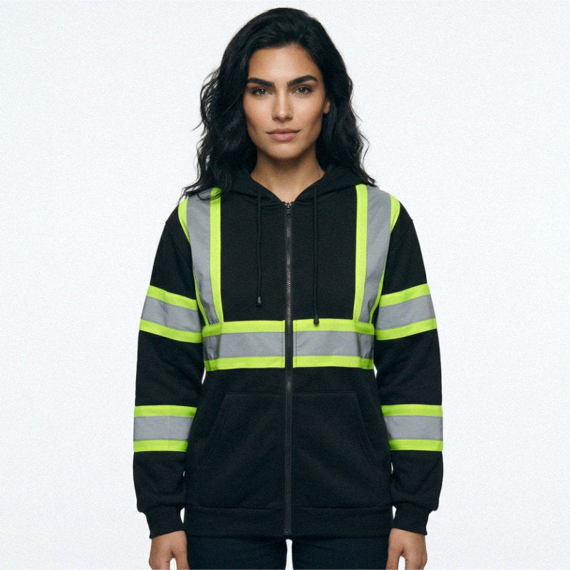 SAFWY-B2-093-1 Hi-Vis Reflective Safety Zip Hoodie