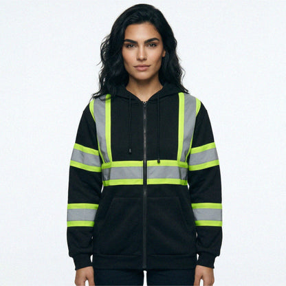 SAFWY-B2-093-1 Hi-Vis Reflective Safety Zip Hoodie