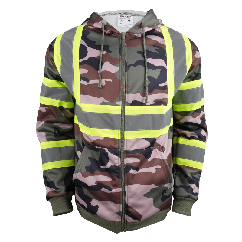 SAFWY-B2-093-1 Hi-Vis Reflective Safety Zip Hoodie