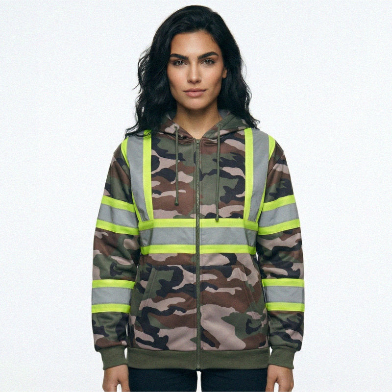 SAFWY-B2-093-1 Hi-Vis Reflective Safety Zip Hoodie
