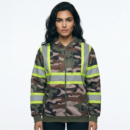 SAFWY-B2-093-1 Hi-Vis Reflective Safety Zip Hoodie