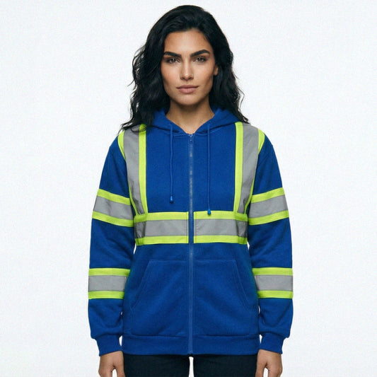 SAFWY-B2-093-1 Hi-Vis Reflective Safety Zip Hoodie