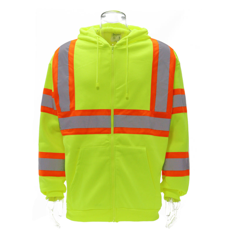 SAFWY-B2-093-1 Hi-Vis Reflective Safety Zip Hoodie