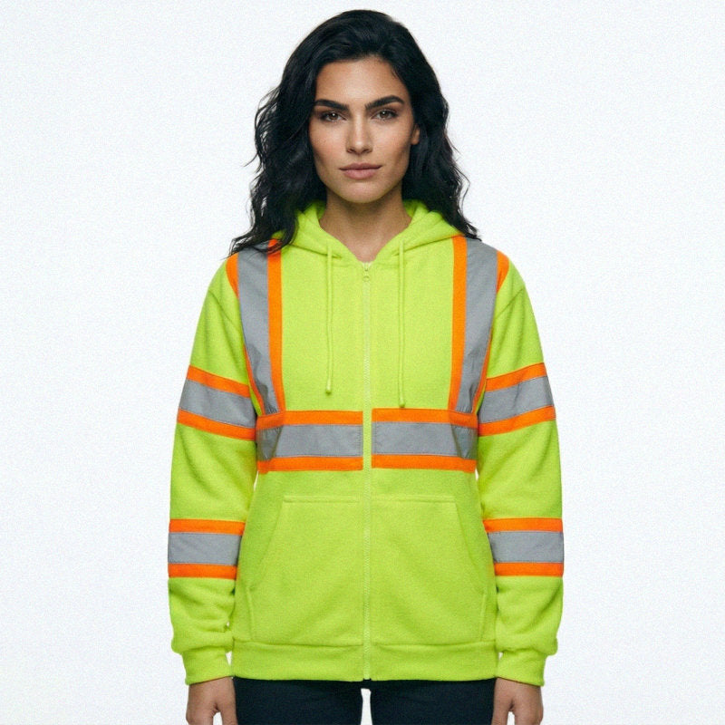 SAFWY-B2-093-1 Hi-Vis Reflective Safety Zip Hoodie