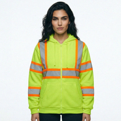 SAFWY-B2-093-1 Hi-Vis Reflective Safety Zip Hoodie
