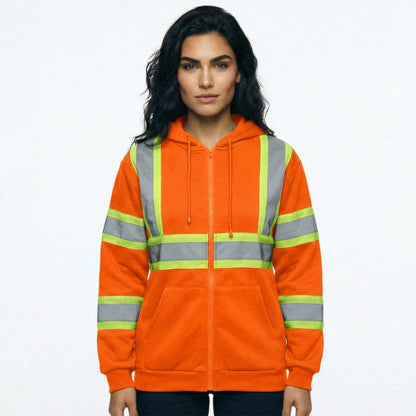 SAFWY-B2-093-1 Hi-Vis Reflective Safety Zip Hoodie
