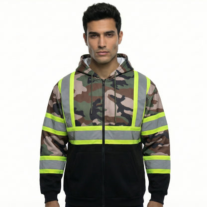 SAFWY-C2-090-1 Hi-Vis Safety Hoodie with Reflective Stripes