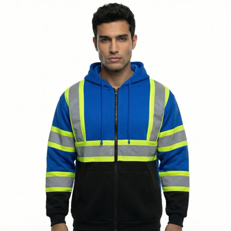 SAFWY-C2-090-1 Hi-Vis Safety Hoodie with Reflective Stripes