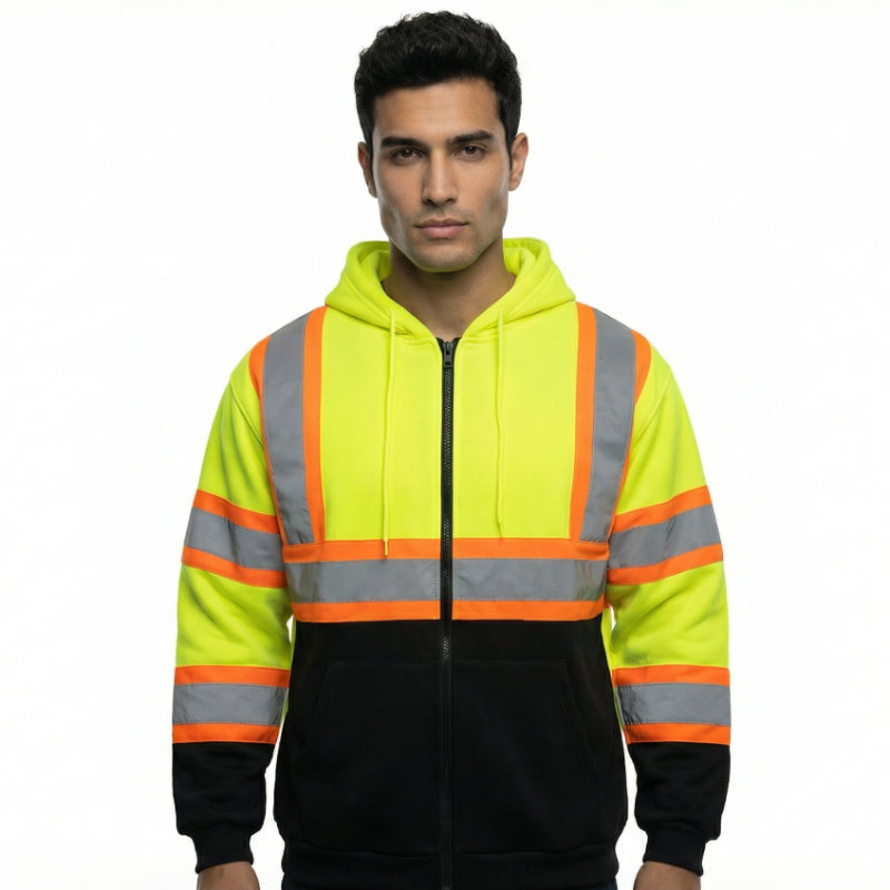 SAFWY-C2-090-1 Hi-Vis Safety Hoodie with Reflective Stripes