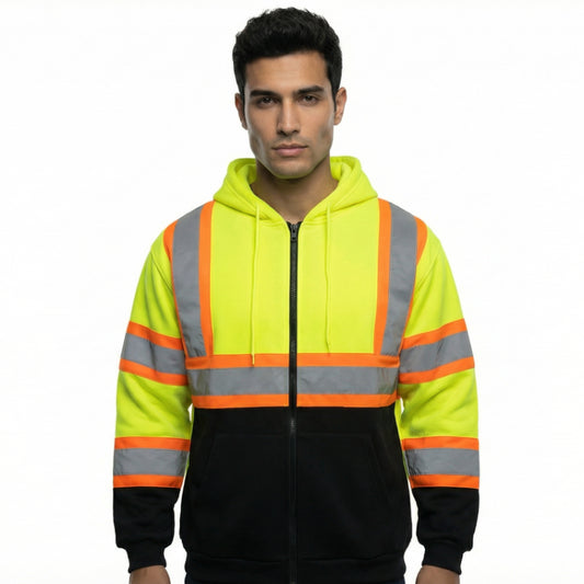 SAFWY-C2-090-1 Hi-Vis Safety Hoodie with Reflective Stripes