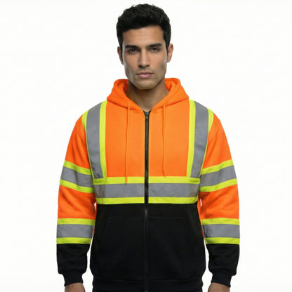 SAFWY-C2-090-1 Hi-Vis Safety Hoodie with Reflective Stripes