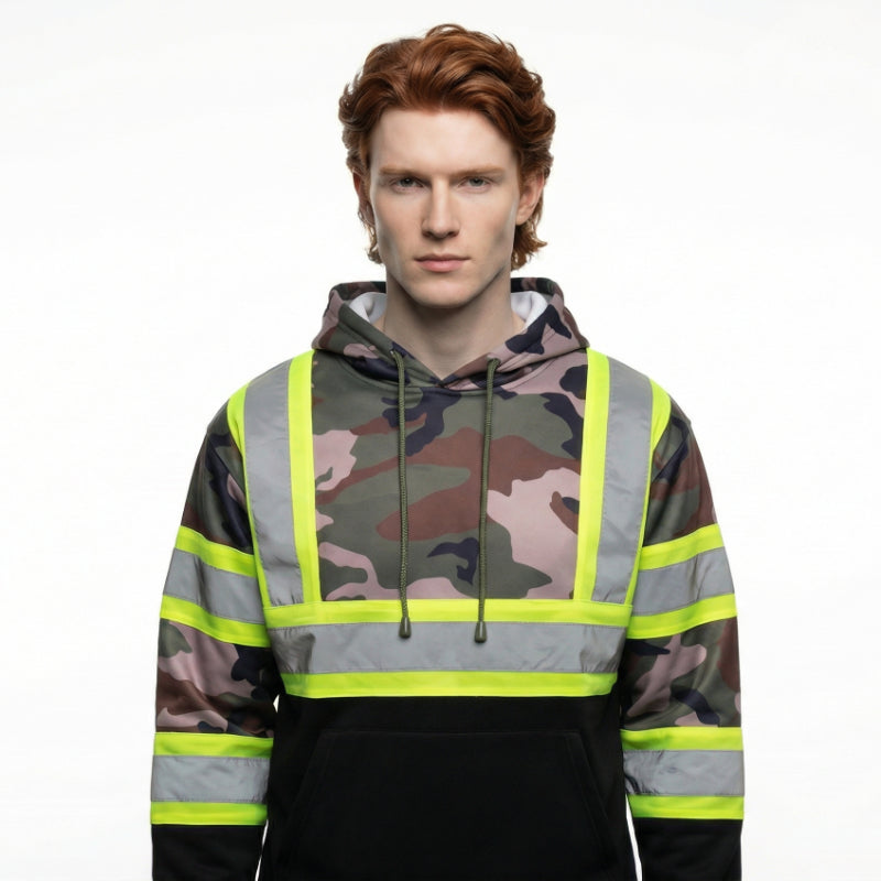 SAFWY-C2-090 Hi-Vis Pullover Hoodie with Reflective Stripes