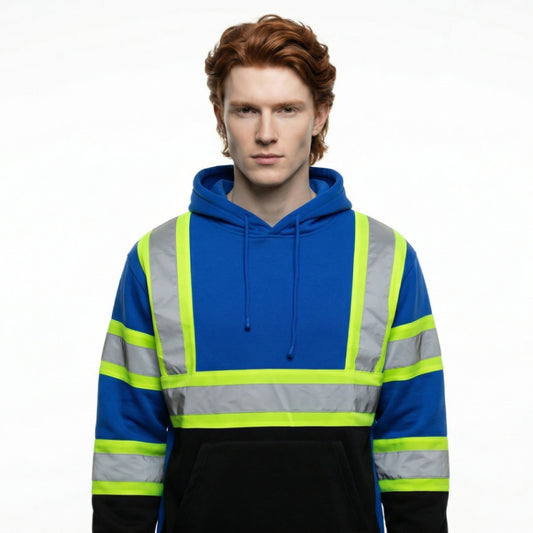 SAFWY-C2-090 Hi-Vis Pullover Hoodie with Reflective Stripes