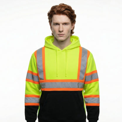 SAFWY-C2-090 Hi-Vis Pullover Hoodie with Reflective Stripes
