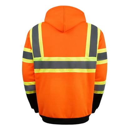 SAFWY-C2-090 Hi-Vis Pullover Hoodie with Reflective Stripes