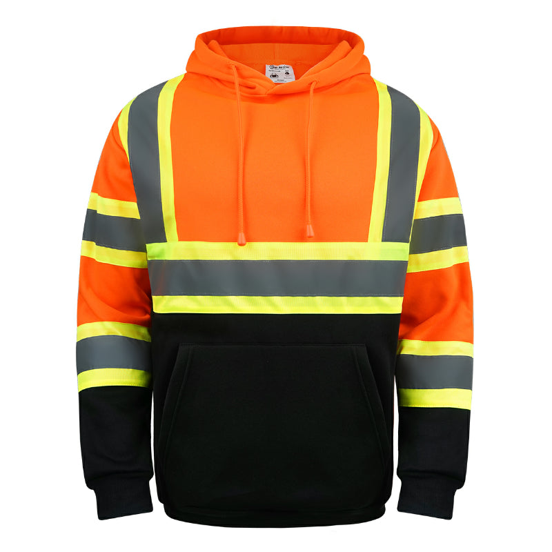SAFWY-C2-090 Hi-Vis Pullover Hoodie with Reflective Stripes