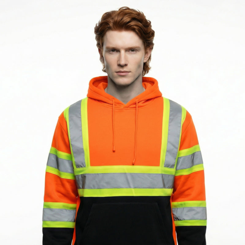 SAFWY-C2-090 Hi-Vis Pullover Hoodie with Reflective Stripes