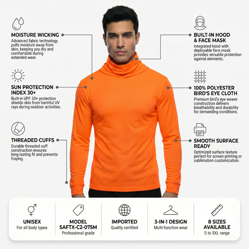 SAFTX-C2-075M Long Sleeve Hooded Work Shirt with Mask