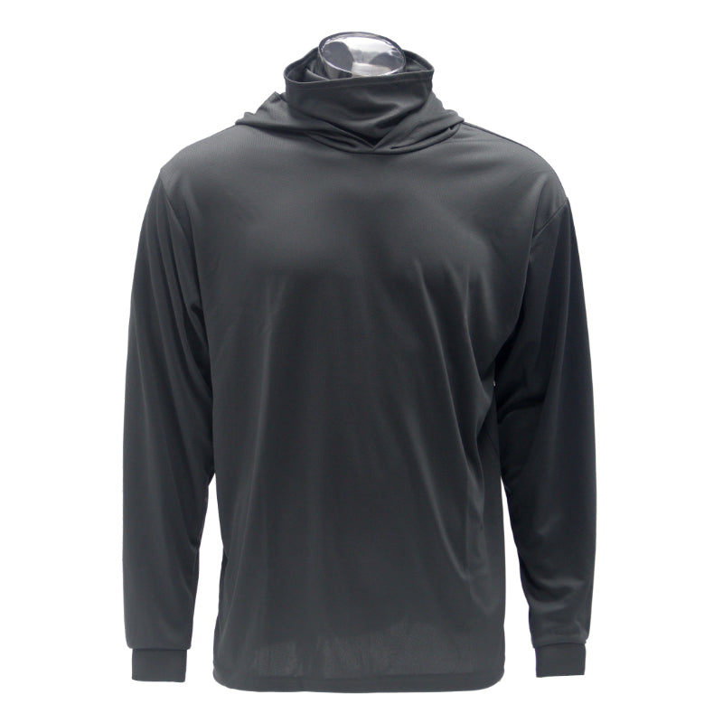Dark gray long-sleeve hoodie on a white background