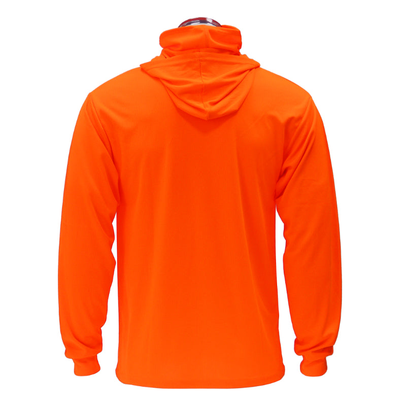 Orange hoodie back on a white background