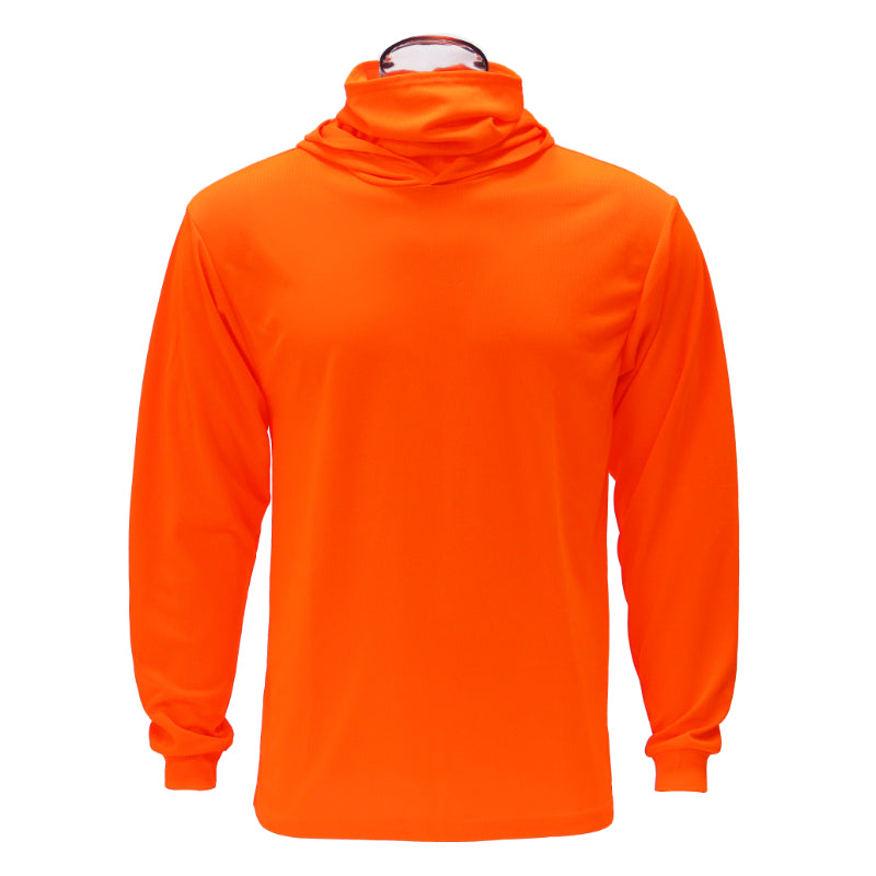 Orange long-sleeve shirt on a white background