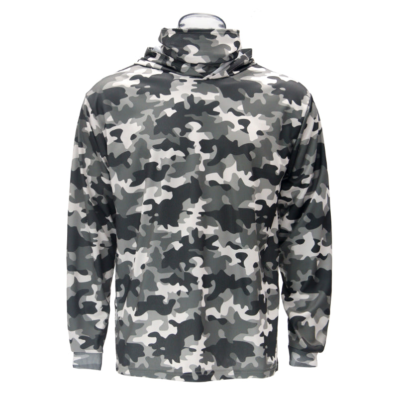 Camouflage-patterned shirt on a white background