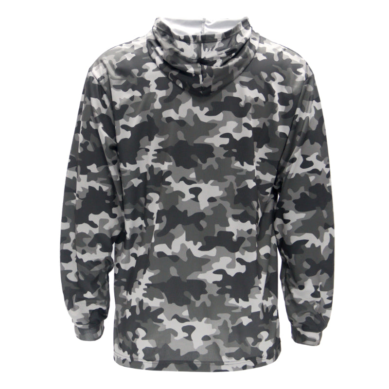 Camouflage-patterned shirt on a white background